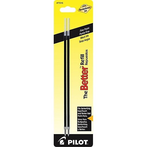 Pilot Ball Point Pen Refill, Fine Point, 0.7 mm, Black Ink, 2/pk at Staples