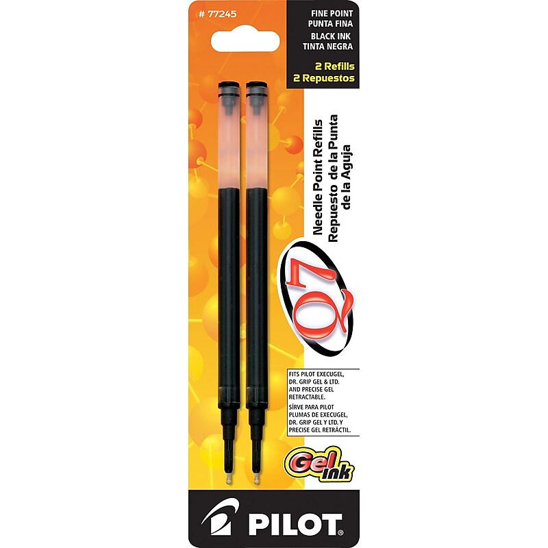 Pilot Q7 Gel-Ink Pen Refill, Fine Tip, Black Ink, 2/Pack (77245) image 1
