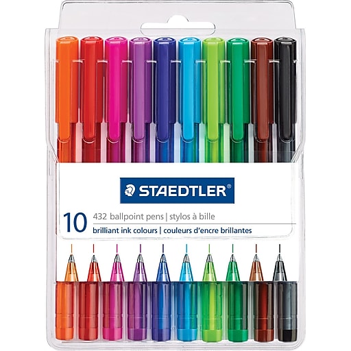 Staedtler Ballpoint Pens, Medium Point, Assorted Colors. 10/Pack at Staples