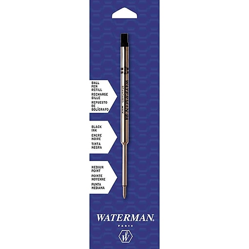 Waterman Black Ballpoint Ink Refill Medium Point Maxima 6 Pack Refills 834254 