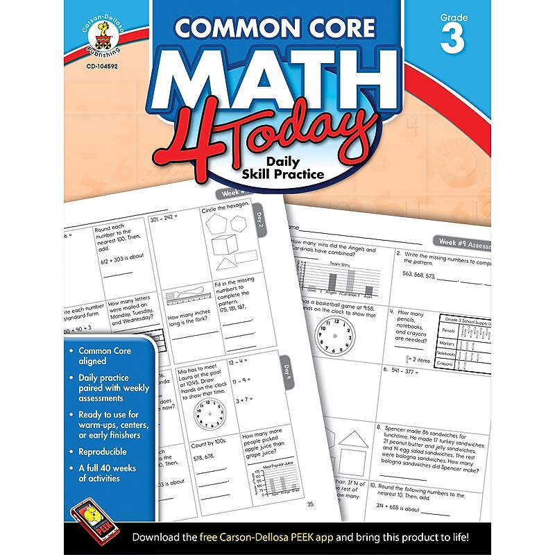 Carson-Dellosa Common Core Math 4 Today Workbook, Grade 3 image 1