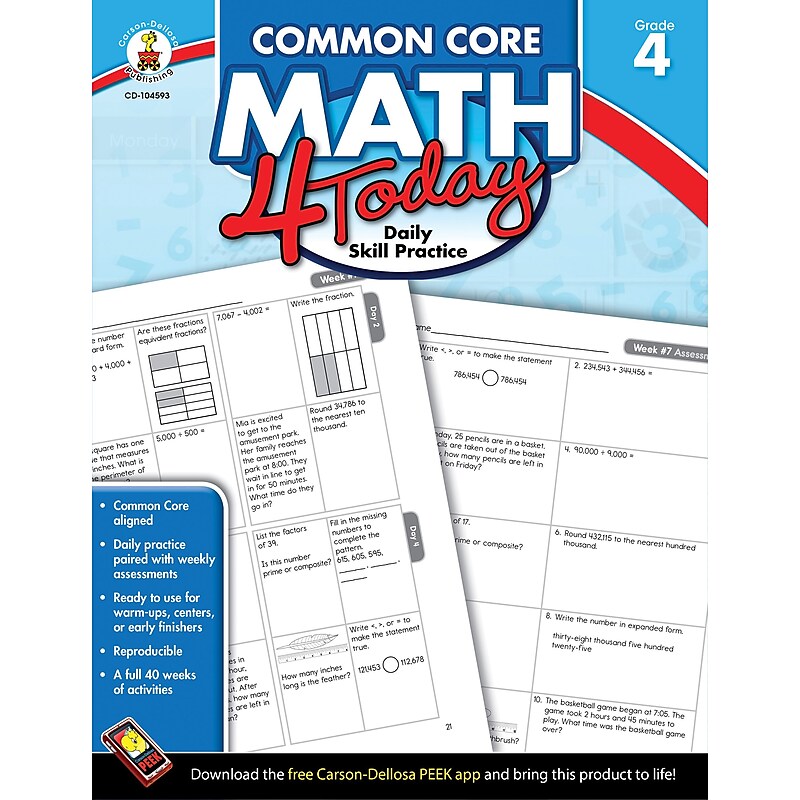 Carson-Dellosa™ Common Core Math 4 Today Workbook, Grade 4 image 1
