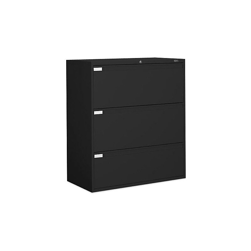 Global 9300P Series Business-Plus 3-Drawer Lateral File Cabinet, Letter/Legal, Black, 18"D image 1