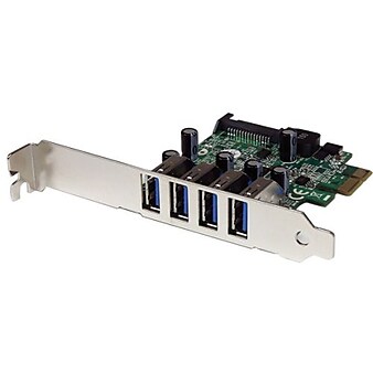StarTech 4 Port PCI Express PCIe SuperSpeed USB 3.0 Controller Card Adapter with SATA Power - Low Profile