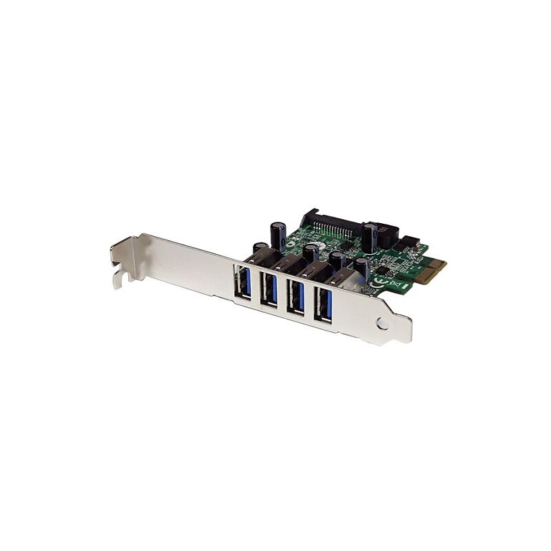 StarTech 4 Port PCI Express PCIe SuperSpeed USB 3.0 Controller Card Adapter with SATA Power - Low Profile image 1