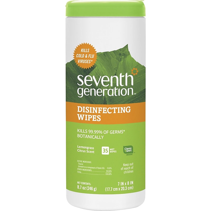 Seventh Generation Disinfecting Wipes, Lemon Scent, 35 Wipes/Container (22812) image 1