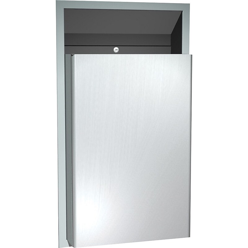 ASI® Semi-Recessed Waste Receptacle, Stainless Steel, 12 Gallon image 1