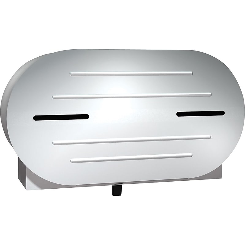 ASI® Bathroom Tissue Dispenser, Twin Jumbo Roll, Surface Mounted, Stainless Steel, 11-3/8"H x 20-13/16"W x 6-3/8" image 1