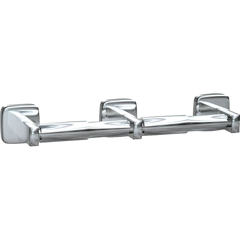 ASI® Double Roll Toilet Paper Holder, Surface Mounted, Stainless Steel, Satin Finish, 2"H x 3 7/8"W x 13 1/2"L image 1