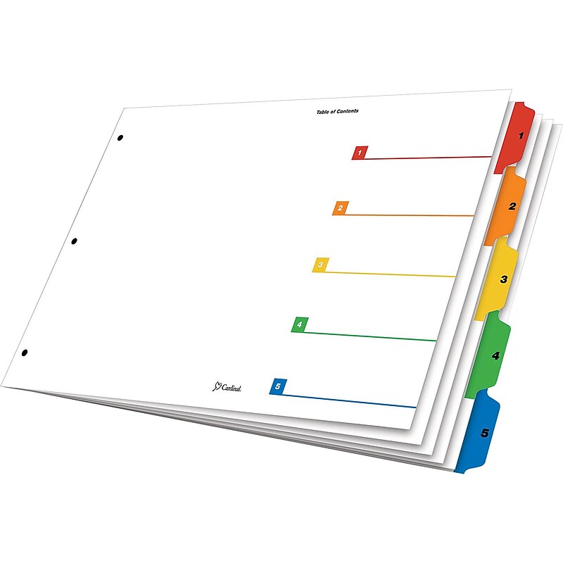 Cardinal® 11" x 17" OneStep® Printable Table of Contents and Dividers, 5-Tab, Multicolor, 1/St image 1