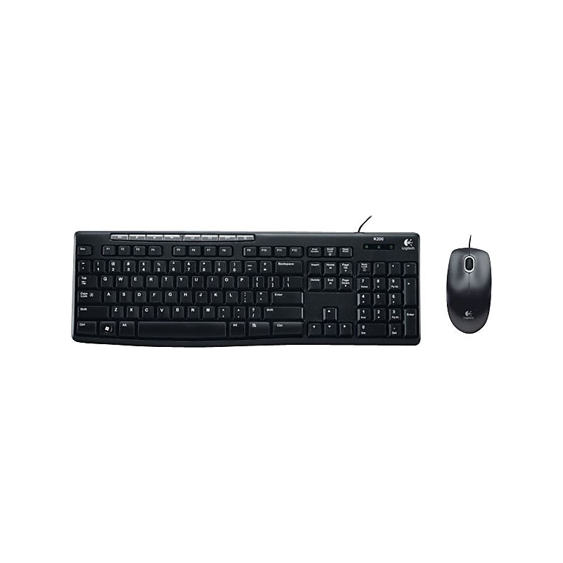 Logitech Media Combo MK200 Ergonomic Keyboard and Mouse, Black (920-002714) image 1