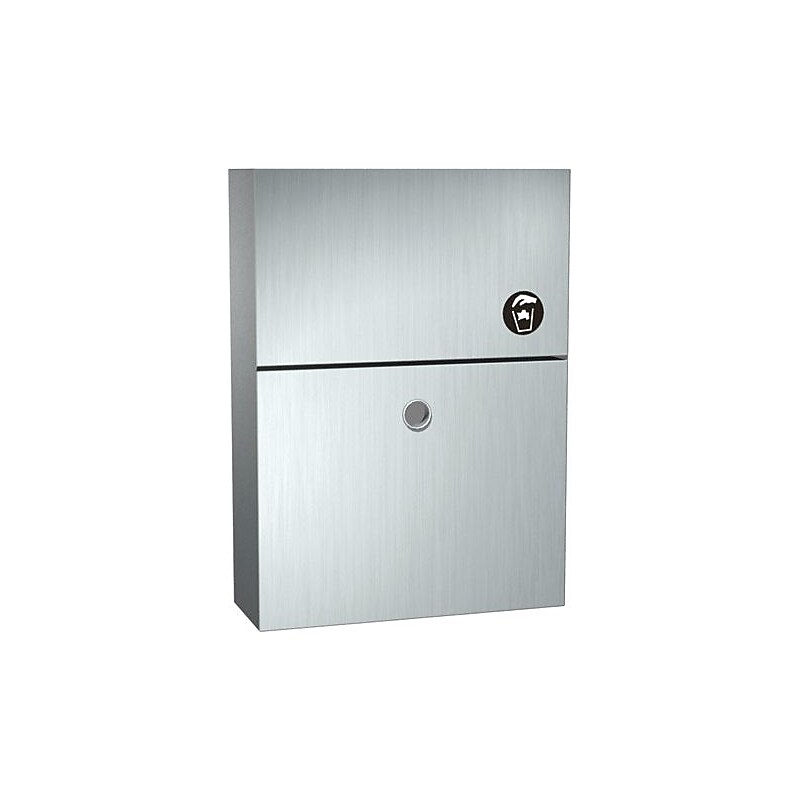 ASI® End Stall Sanitary Napkin Disposal, Surface Mounted, Stainless Steel, 15 1/4"H x 4"W x 11"D image 1