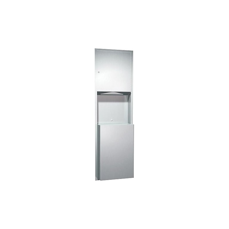 ASI Paper Towel Dispenser and Waste Receptable, Recessed, Stainless Steel, 17-1/4" x 56" x 4-1/4" (100469-9) image 1