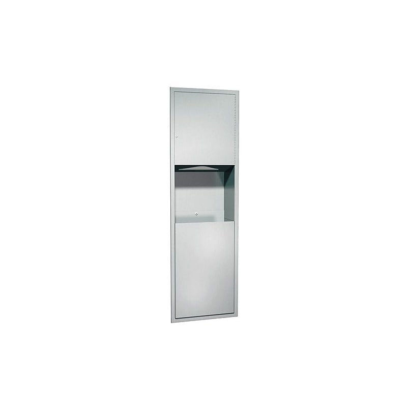 ASI® Paper Towel Dispenser and Waste Receptable, Recessed, Stainless Steel, 56"H x 7 1/2"W x 17 1/4"D image 1