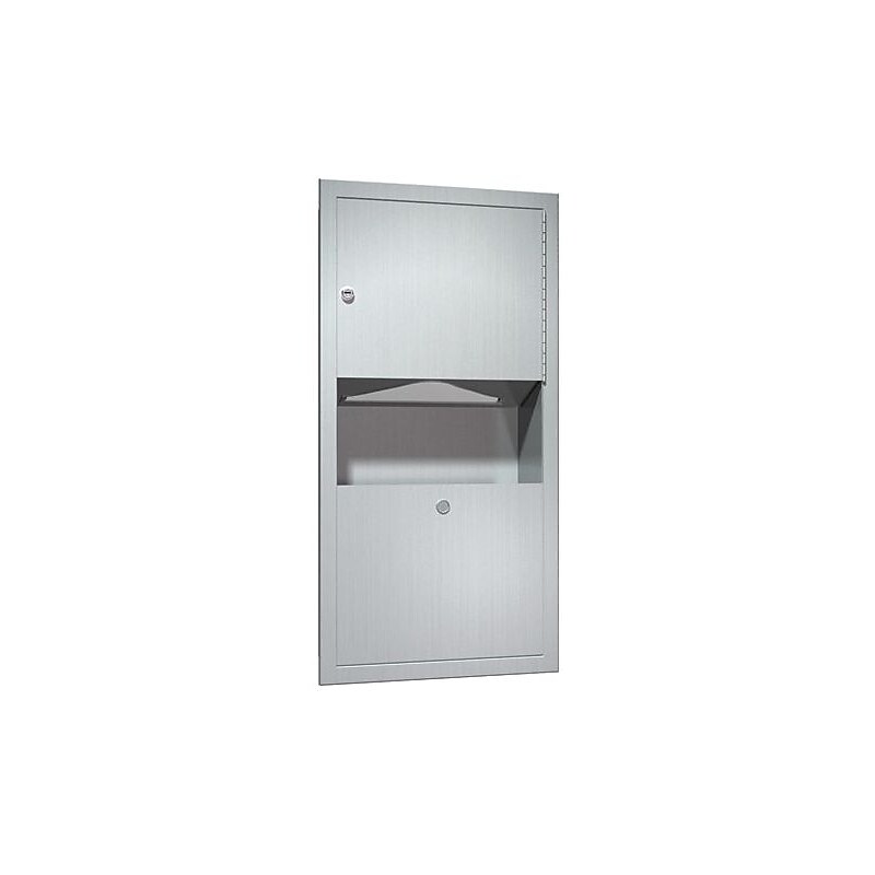 ASI® Paper Towel Dispenser and Waste Receptable, Recessed, Stainless Steel, 28"H x 4 1/4"W x 14 1/4"D image 1