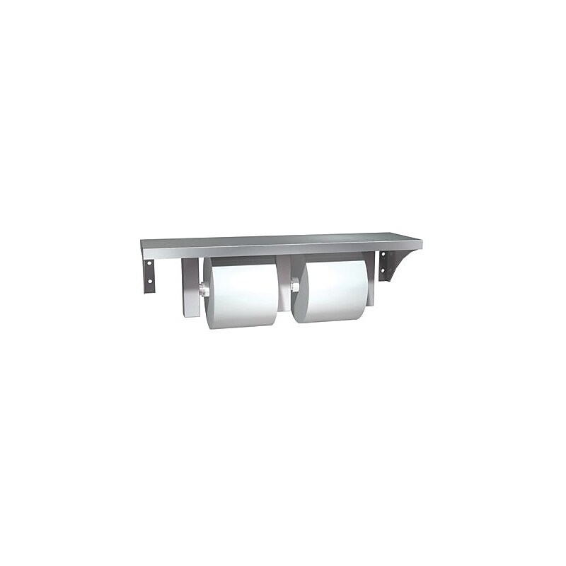ASI® Double Toilet Tissue Holder with Shelf, Stainless Steel, 18" x 5" image 1