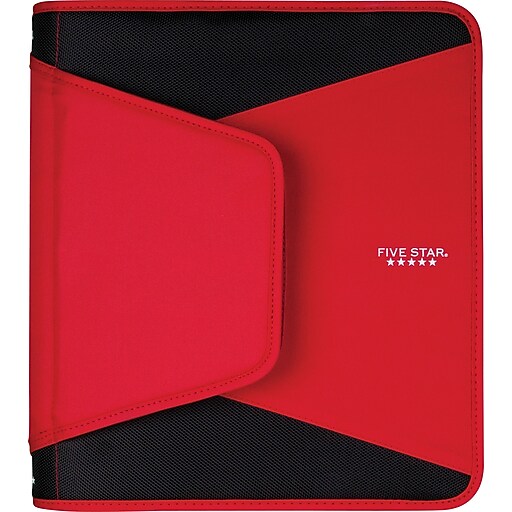 Five Star Tech 1 1/2" 3Ring Zipper Binders, Red (72206) Staples