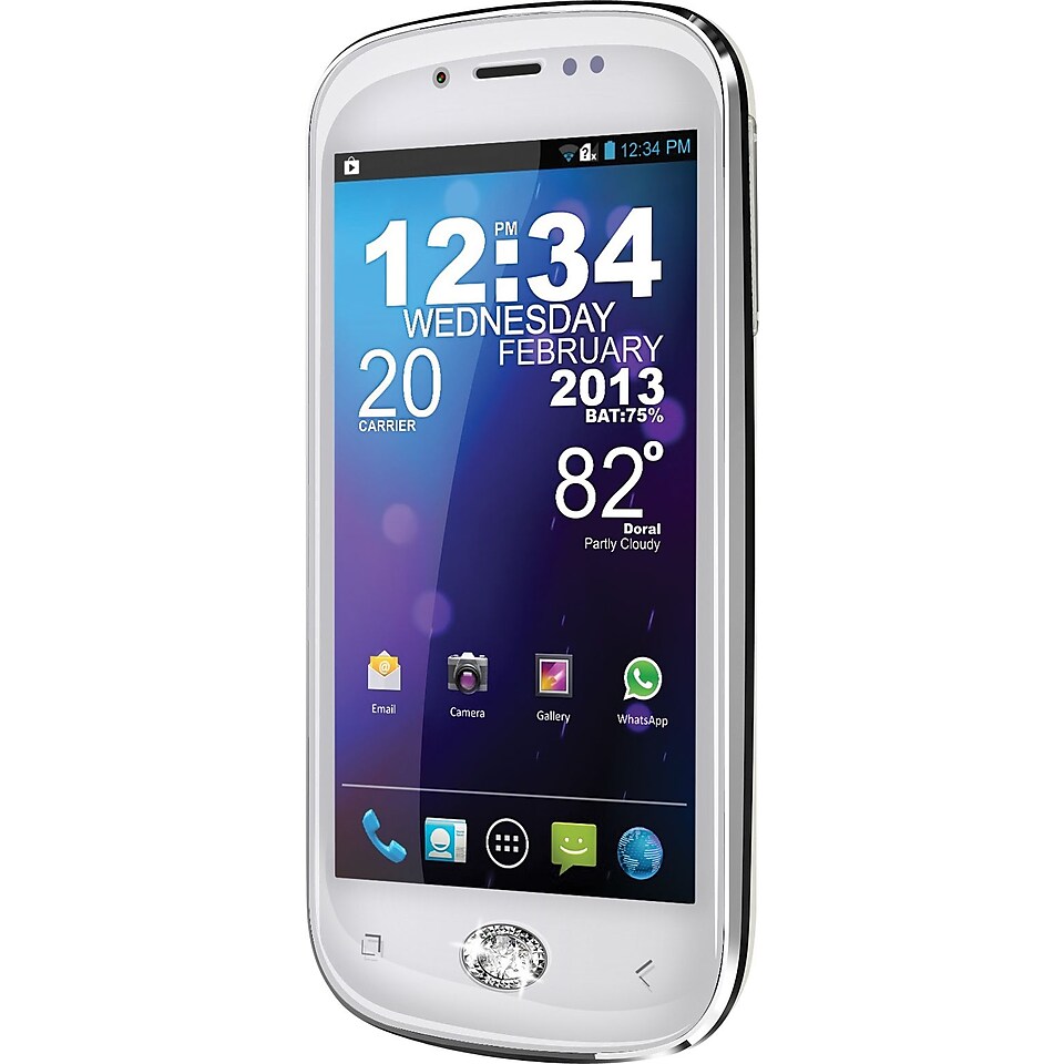 BLU Amour D290a Unlocked GSM Phone w/ Swarovski Zirconia Home Button, White  Make More Happen at