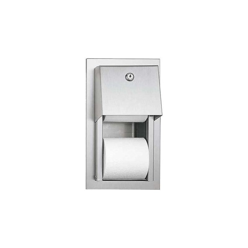 ASI® Bathroom Tissue Dispenser, Dual Roll, Semi-Recessed Mounted, Stainless Steel, 14"H x 6 1/2"W x 8"D image 1
