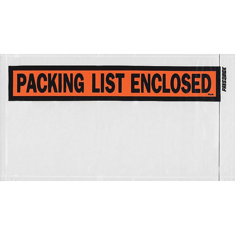 5 1/2 x 10" "Packing List Enclosed" Envelopes, Orange, 1000/Carton (PL24) image 1