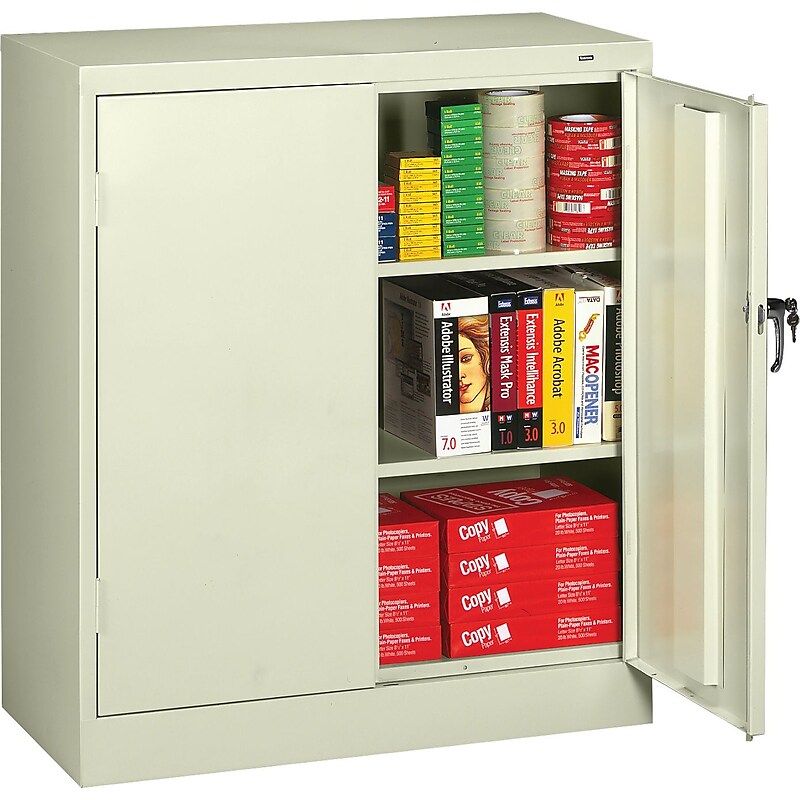 Tennsco Standard Counter-Height Storage Cabinet with 3-Shelves, Putty, 42"H x 36"W x 18"D image 1
