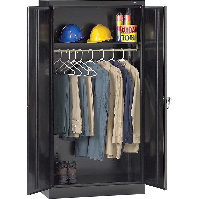 Tennsco Standard Wardrobe Cabinet with Double Hinge Doors, 1-Shelf, 1 Closet, Black, 72"H x 36"W x 18"D image 1