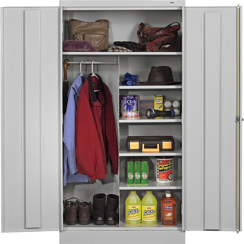 Tennsco Standard Combination Cabinet, 6-Shelf, 1 Closet, Light Grey, 72"H x 36"W x 18"D image 1