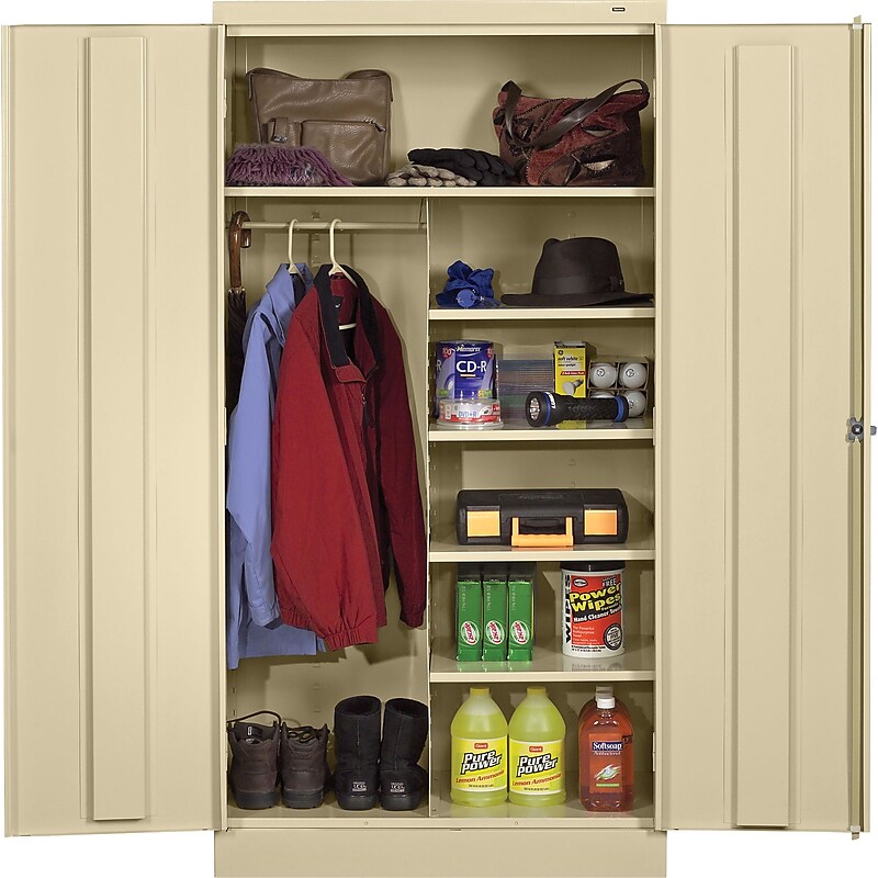 Tennsco Standard Combination Cabinet, 6-Shelf, 1 Closet, Putty, 72"H x 36"W x 18"D image 1