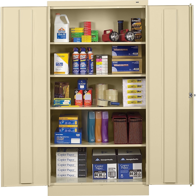 Tennsco 72" Steel Storage Cabinet with 5-Shelves, Putty (7224-PY) image 1