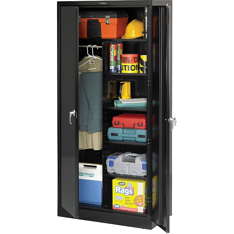 Tennsco Deluxe Combination Storage Cabinet, 6-Shelf, 1 Closet, Black, 78"H x 36"W x 18"D image 1
