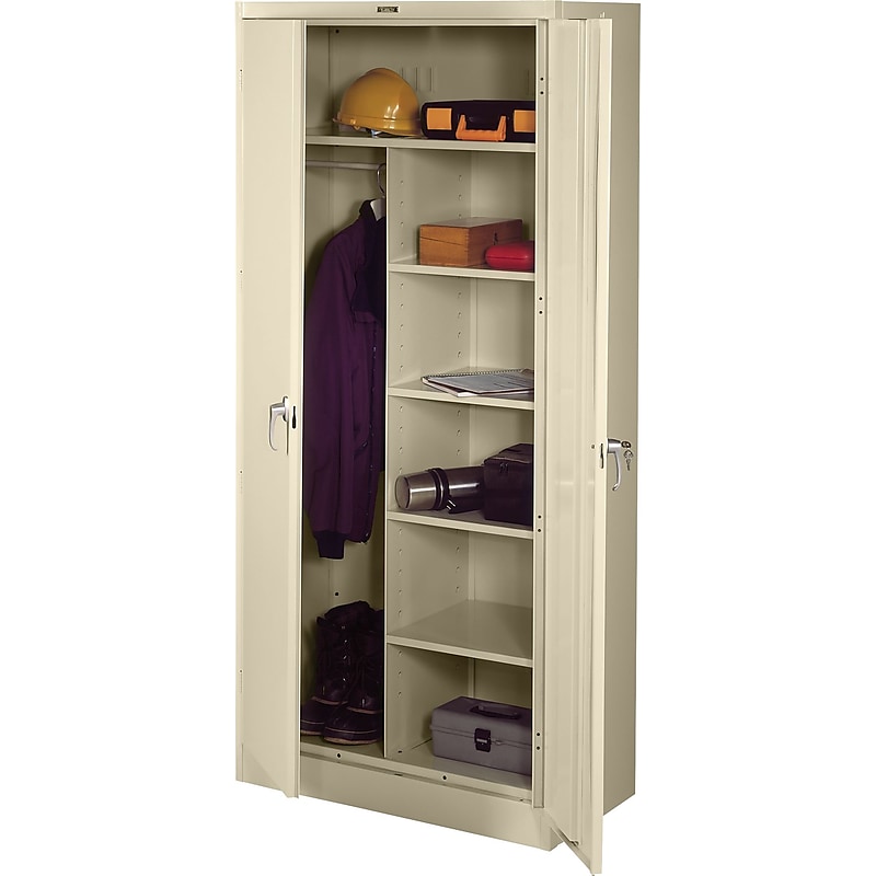 Tennsco Deluxe Combination Storage Cabinet, 6-Shelf, 1 Closet, Putty, 78"H x 36"W x 18"D image 1