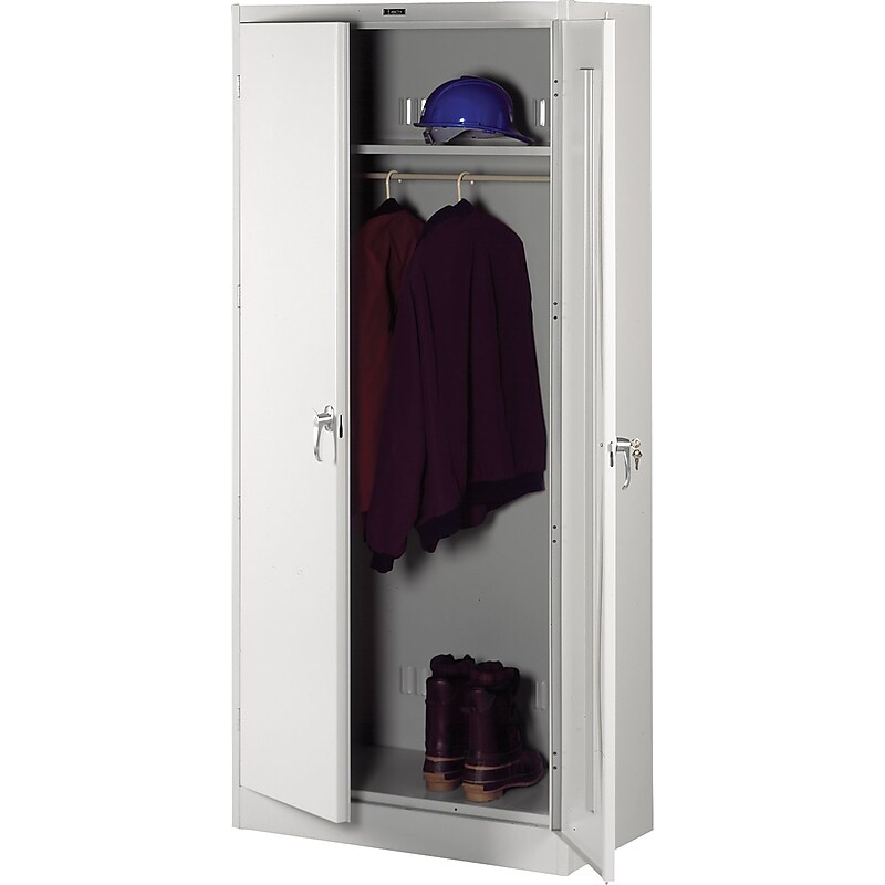 Tennsco Deluxe Wardrobe Storage Cabinet with Double Hinge Doors, 1-Shelf, 1 Closet, Light Grey, 78"H x 36"W x 24"D image 1