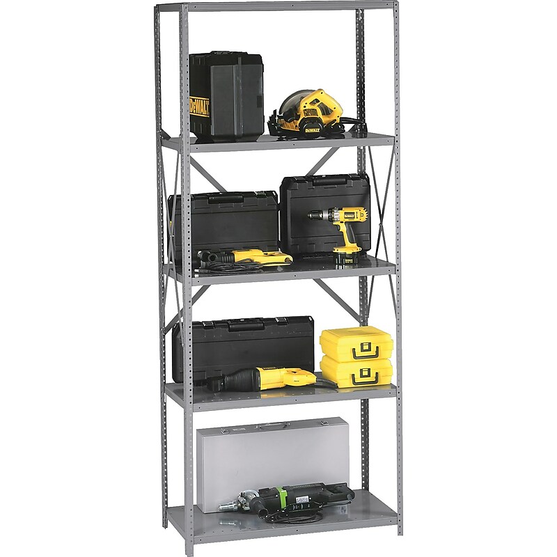Tennsco Open Starter Industrial Shelving Unit, Supports 3,500 lb., Medium Grey, 87"H x 36"W x 24"D image 1
