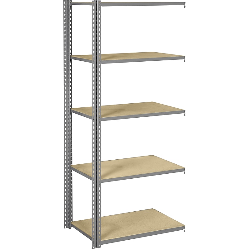 Tennsco Z-Line Low Profile Shelving Adder Unit, Supports 2,500 lb., Medium Grey, 84"H x 48"W x 24"D image 1
