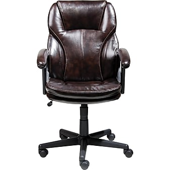 Serta Manager's Office Chair, Puresoft® Faux Leather, Roasted Chestnut Brown (43669OSS)
