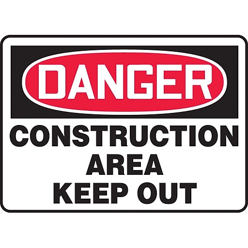 Accuform Signs® 10" x 14" Vinyl Safety Sign "DANGER CONSTRUCTION AREA