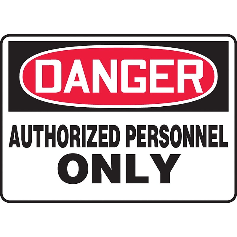 Accuform 7" x 10" Aluminum Safety Sign "DANGER AUTHORIZED PERSONNEL..", Red/Black On White (MADM130VA) image 1