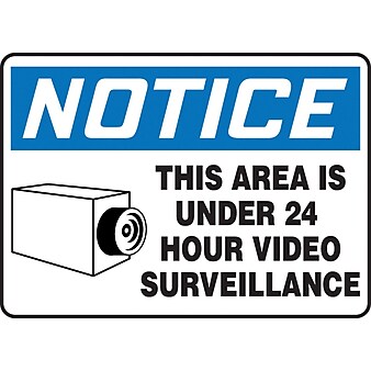 Accuform Signs® 7" x 10" Vinyl Safety Sign "NOTICE THIS AREA IS..W/GRAPHIC", Blue/Black On White