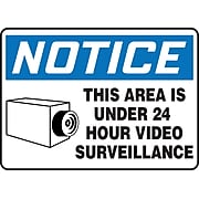 Accuform Signs® 7" x 10" Plastic Safety Sign "NOTICE THIS AREA IS..W/GRAPHIC", Blue/Black On White
