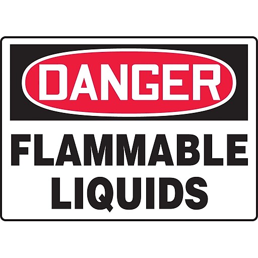 Accuform Signs® 7" x 10" Plastic Safety Sign "DANGER FLAMMABLE LIQUIDS", Red/Black On White