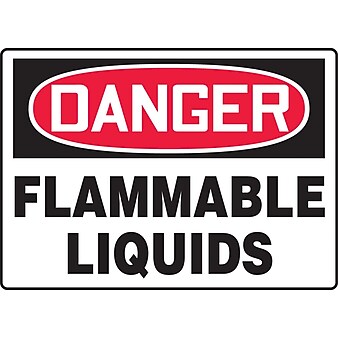 Accuform Signs® 10" x 14" Plastic Safety Sign "DANGER FLAMMABLE LIQUIDS", Red/Black On White