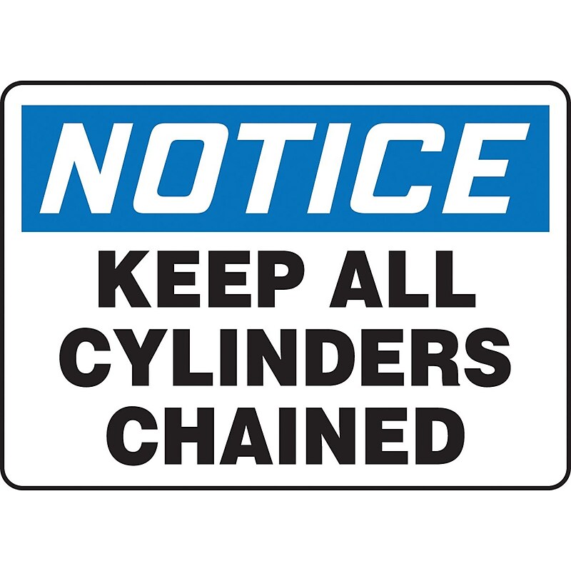 Accuform 10" x 14" Plastic Safety Sign "NOTICE KEEP ALL CYLIND..", Blue/Black On White (MCPG825VP) image 1