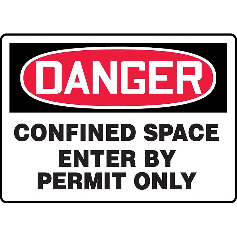 Accuform 10" x 14" Plastic Confined Space Sign "DANGER CONFINED..", Red/Black On White (MCSP134VP) image 1