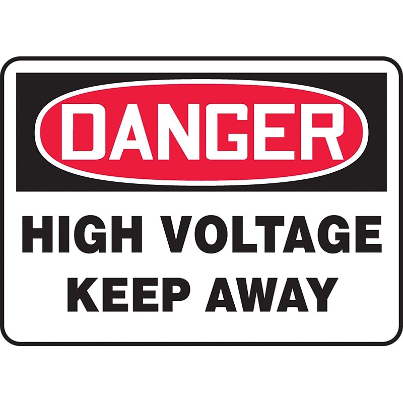 Accuform 7" x 10" Aluminum Electrical Sign "DANGER HIGH VOLTAGE KEEP..", Red/Black On White (MELC141VA) image 1