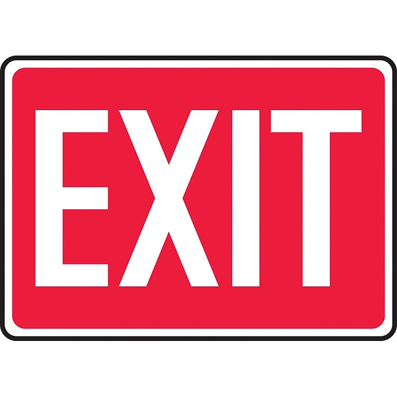 Accuform 10" x 14" Plastic Safety Sign "EXIT", White On Red (MEXT518VP) image 1