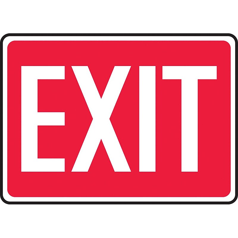 Accuform 7" x 10" Plastic Safety Sign "EXIT", White On Red (MEXT562VP) image 1