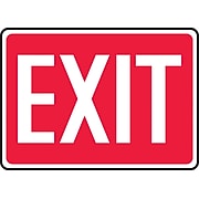 Accuform Signs® 7" x 10" Plastic Safety Sign "EXIT", White On Red