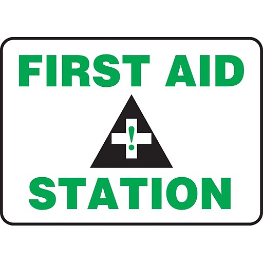 Accuform Signs® 7" x 10" Plastic Safety Sign "FIRST AID STATION", Green