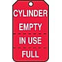 Accuform 5 3/4" x 3 1/4" RP-Plastic Cylinder Tag "CYLINDER EMPTY IN USE/FULL", White On Red, 25/Pack (MGT206PTP)~#|#~s0784676_sc7
