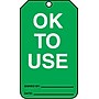 Accuform 5 3/4" x 3 1/4" PF-Cardstock Status Tags "OK TO USE", White/Black On Green, 25/Pack (MGT217CTP)~#|#~s0784681_sc7